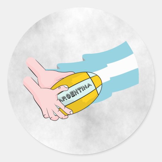Argentinië Rugby Team Supporters Vlag Met Bal Ronde Sticker (Voorkant)