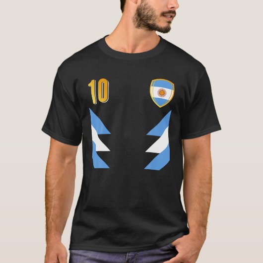 Argentinië Soccer Argentinië Football Retro 10 Jer T-shirt (Voorkant)