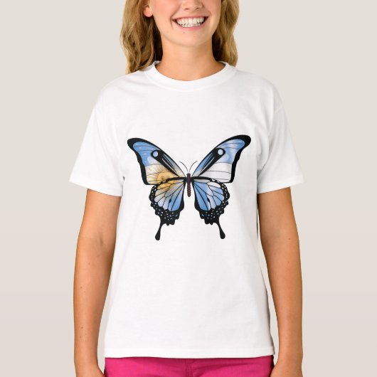 Argentinië Swallowtail Vlinder Vlag Sticker T-shirt (Voorkant)