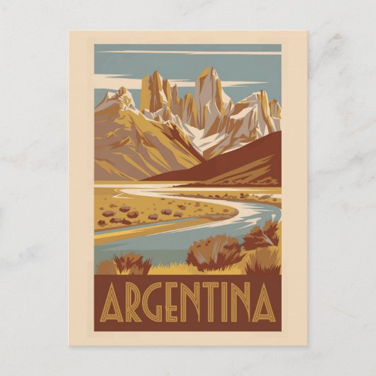 Argentinië Travel Art Vintage Briefkaart (Voorkant)
