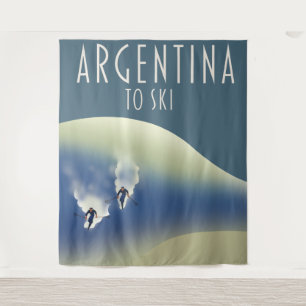 Argentinië Vintage stijl ski poster Magneet Wandkleed