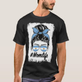 Argentinië Vlag Argentijns Moeder Messy Bun Moeder T-shirt (Voorkant)