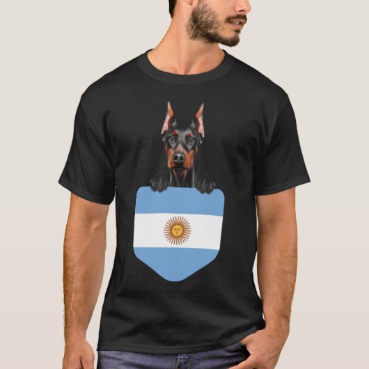 Argentinië vlag doberman pinscher hond in zak t-shirt (Voorkant)