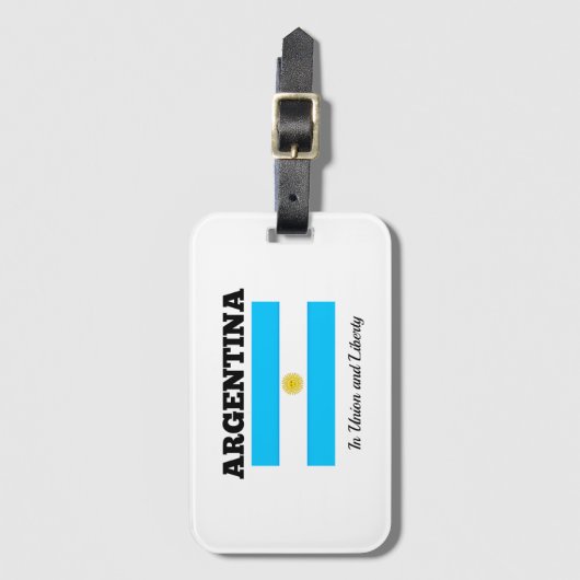Argentinië - Vlag en Motto Bagagelabel (Voorkant (verticaal))