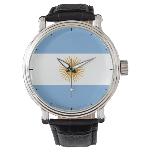 Argentinië Vlakke Vlag Horloge (Voorkant)