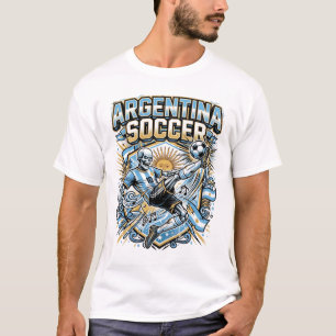 Argentinië Voetbal Skelet Aanvaller Landen Poster T-shirt