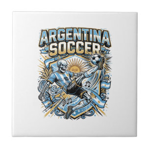 Argentinië Voetbal Skelet Aanvaller Landen Poster  Tegeltje