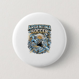 Argentinië Voetbal Skelet Aanvaller Naties Poster Ronde Button 5,7 Cm