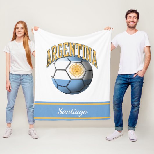 Argentinië Voetbal van de Argentijnse vlag | Naam Fleece Deken (In situ)