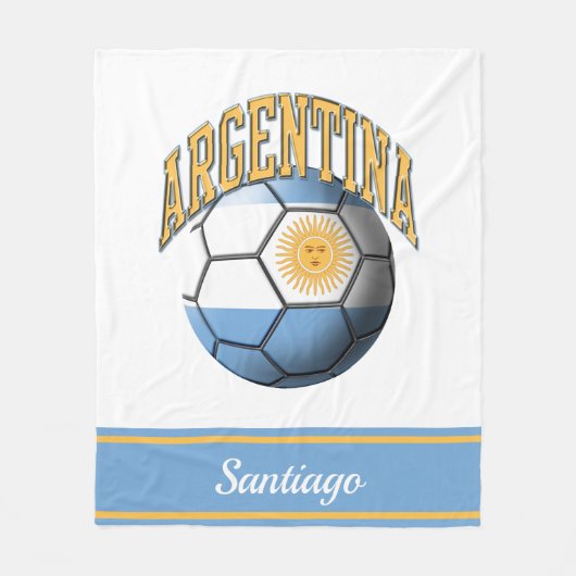 Argentinië Voetbal van de Argentijnse vlag | Naam Fleece Deken (Voorkant)