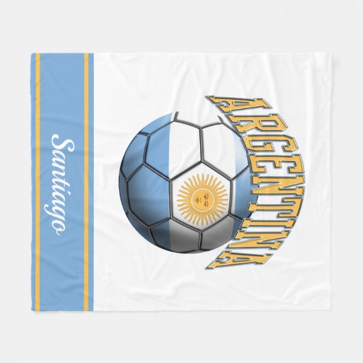 Argentinië Voetbal van de Argentijnse vlag | Naam Fleece Deken (Voorkant (Horizontaal))