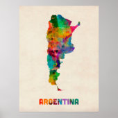 Argentinië Waterverf Map Poster (Voorkant)