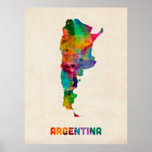 Argentinië Waterverf Map Poster