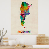 Argentinië Waterverf Map Poster (Keuken)