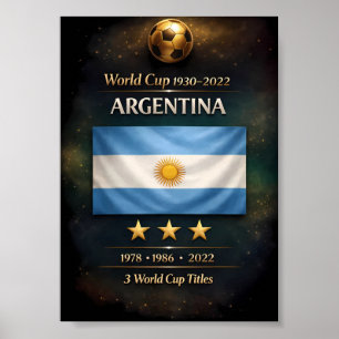 Argentinië Wereldkampioen 1978, 1986, 2022 Poster