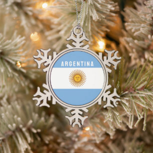 Argentinië Zuid-Amerika Vlag Buenos Aires Tin Sneeuwvlok Ornament