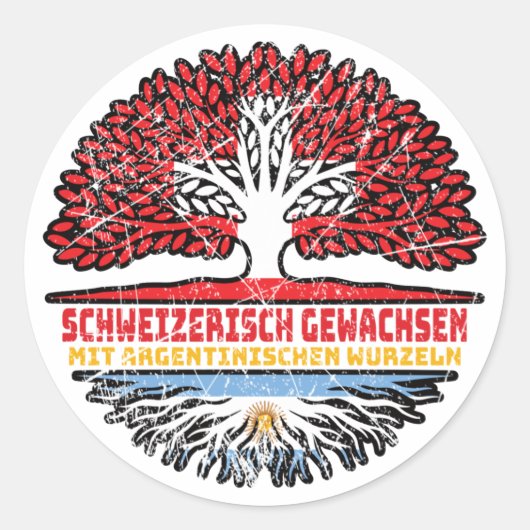 Argentinien Argentinisch Schweizer Schweiz Baum Ronde Sticker (Voorkant)