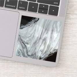 Argentum Abstract Silver Gray Black Fluid Art Sticker