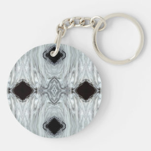 Argentum Grijs en Zwart Abstract Acryl Vloeistof K Sleutelhanger