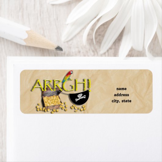 ARGH! Met Pirate Treasure, Parrot & Eye Patch Etiket (Insitu)