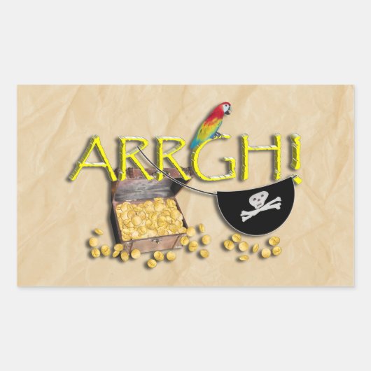 ARGH! Met Pirate Treasure, Parrot & Eye Patch Rechthoekige Sticker (Voorkant)