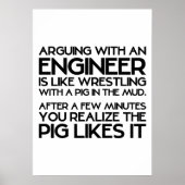 Arguing met ingenieur grappig Poster (Voorkant)