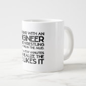 Arguing met ingenieur grappige cadeaumok grote koffiekop (Voorkant rechts)