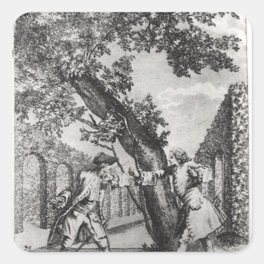 Argument tussen Jean-Jacques Rousseau Vierkante Sticker (Voorkant)