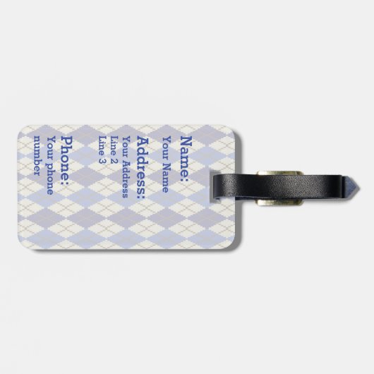 Argyle-bagaglabel voor blauwe bosbessenscone bagagelabel (Achterkant horizontaal)
