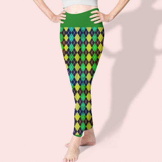 Argyle Blauw Groen Geel Patroon Elegant  Leggings