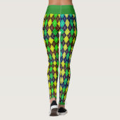 Argyle Blauw Groen Geel Patroon Elegant  Leggings (Achterkant)