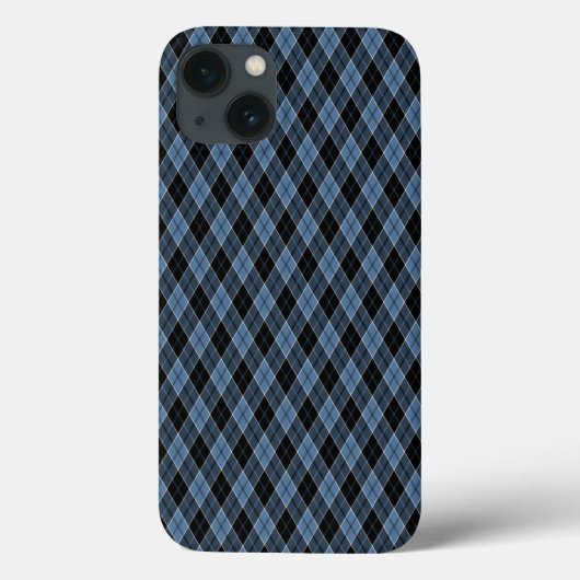 Argyle blauw zwart wit strepen diamant patroon Case-Mate iPhone case (Achterkant)