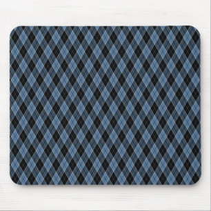 Argyle blauw zwart wit strepen diamant patroon muismat