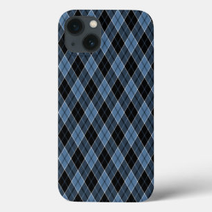 Argyle blauw zwart witte strepen diamant patroon Case-Mate iPhone case