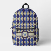 Argyle-blauwbescone Bedrukte Rugzak (Voorkant)