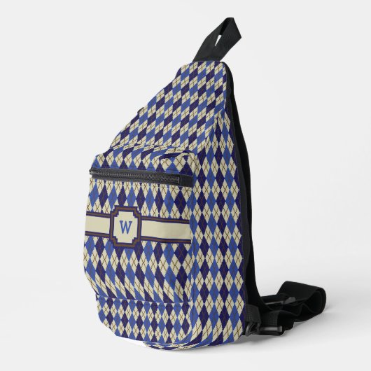 Argyle-blauwbescone Sling Bag (Rechterhoek)
