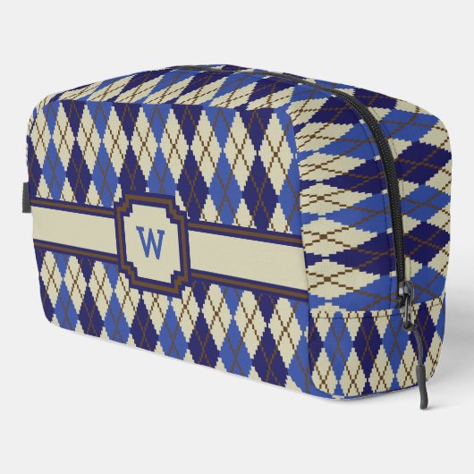 Argyle-blauwbescone Toilettasje (Rechterhoek)
