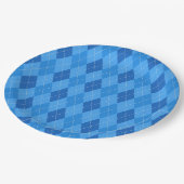 Argyle blauwe diamanten met dunne stippellijn papieren bordje (Gekanteld)