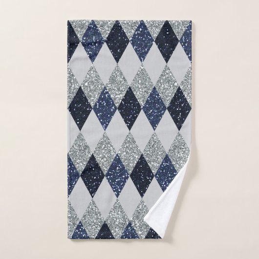 Argyle Blues Silver Shimmer Faux Glitter - All Opt Bad Handdoek (Handdoek)