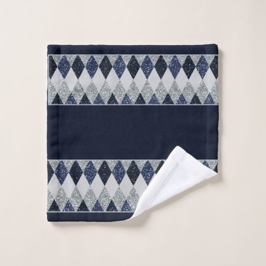 Argyle Blues Silver Shimmer Faux Glitter - All Opt Bad Handdoek (Wasdoekje)