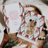 Argyle Bow Christmas Holiday Photo Card Feestdagenkaart