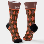 Argyle Brown en Sinaasappel - Autumnal shades - aa Sokken (Gebogen)