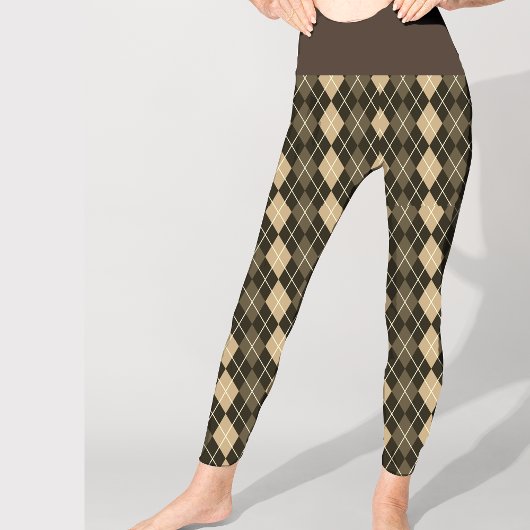 Argyle Bruin Zwart Patroon Elegant Leggings