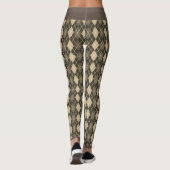 Argyle Bruin Zwart Patroon Elegant Mooi Leggings (Achterkant)