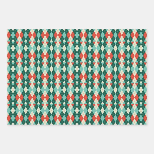 Argyle Christmas Retro Wrapping Paper Sheet Set (Voorkant 2)