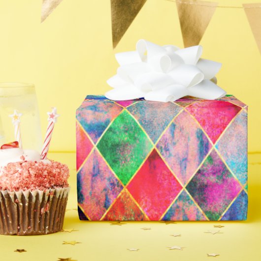 Argyle Colorful Waterverf Pastel Abstract Modern Cadeaupapier (Verjaardagsfeest)