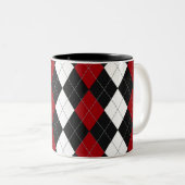 Argyle: "Crimson Contrast" Tweekleurige Koffiemok (Voorkant rechts)