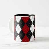 Argyle: "Crimson Contrast" Tweekleurige Koffiemok (Voorkant links)