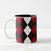 Argyle: "Crimson Contrast" Tweekleurige Koffiemok (Links)