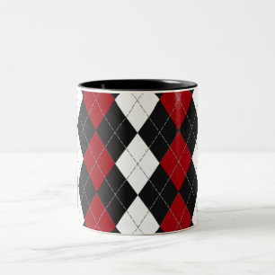 Argyle: "Crimson Contrast" Tweekleurige Koffiemok